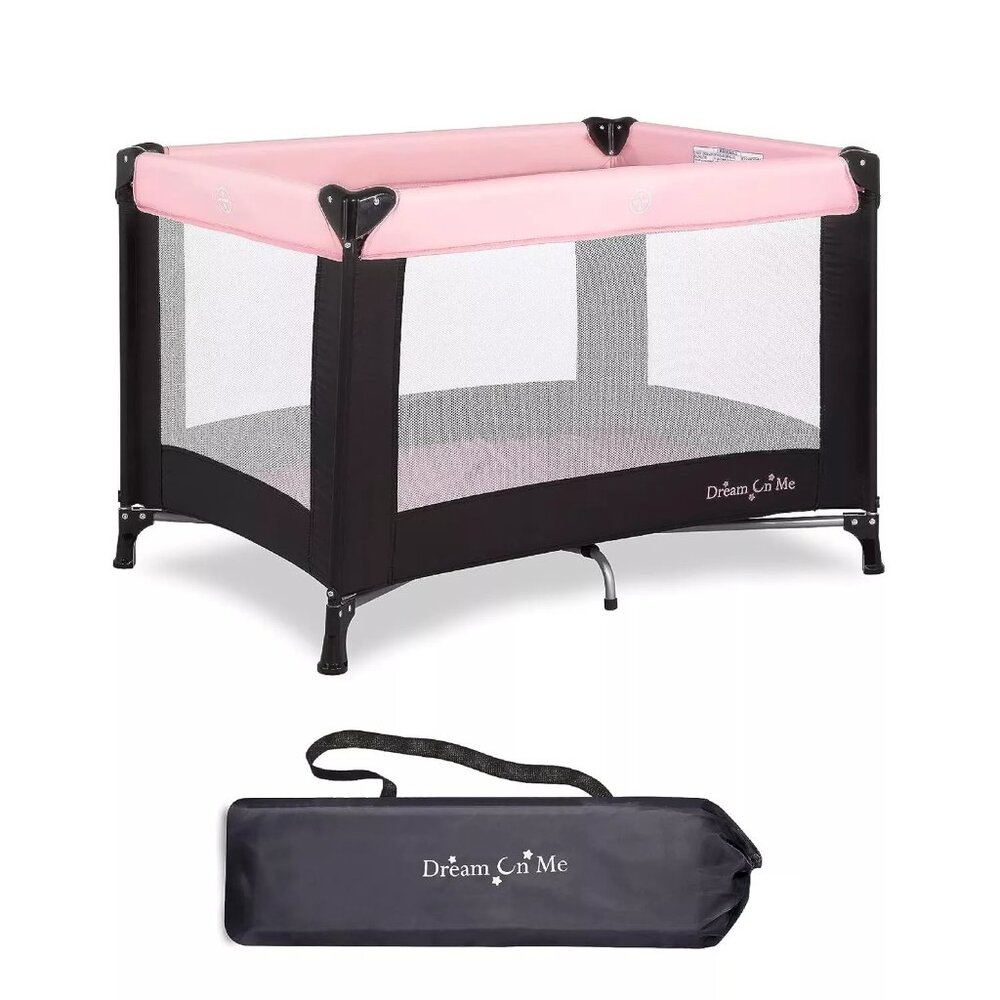 Dream On Me Nest Portable Play Yard with Carry Bag and Shoulder Strap, Pink